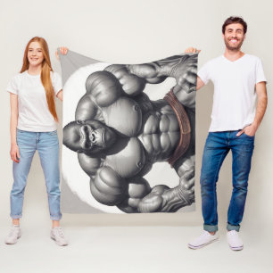 Gorilla Bodybuilder Pop Art Cartoon Tekenen Fleece Deken