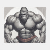 Gorilla Bodybuilder Pop Art Cartoon Tekenen Fleece Deken (Voorkant (Horizontaal))