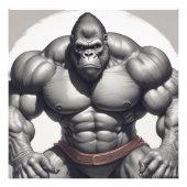 Gorilla Bodybuilder Pop Art Cartoon Tekenen Foto Afdruk (Voorkant)