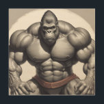 Gorilla Bodybuilder Pop Art Cartoon Tekenen Hout Afdruk<br><div class="desc">Digital Computer Animal Art - College Pop Art - Wild Animal Computer Afbeeldingen</div>