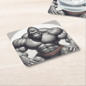 Gorilla Bodybuilder Pop Art Cartoon Tekenen Kartonnen Onderzetters (Schuin)