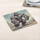 Gorilla Bodybuilder Pop Art Cartoon Tekenen Kartonnen Onderzetters (Schuin)