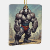 Gorilla Bodybuilder Pop Art Cartoon Tekenen Keramisch Ornament (Rechts)
