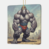 Gorilla Bodybuilder Pop Art Cartoon Tekenen Keramisch Ornament (Links)