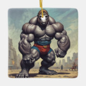 Gorilla Bodybuilder Pop Art Cartoon Tekenen Keramisch Ornament (Voorkant)