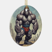 Gorilla Bodybuilder Pop Art Cartoon Tekenen Keramisch Ornament (Rechts)