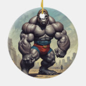 Gorilla Bodybuilder Pop Art Cartoon Tekenen Keramisch Ornament (Achterkant)