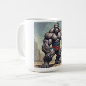 Gorilla Bodybuilder Pop Art Cartoon Tekenen Koffiemok (Voorkant links)