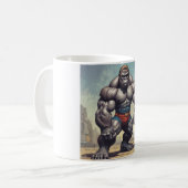Gorilla Bodybuilder Pop Art Cartoon Tekenen Koffiemok (Voorkant links)