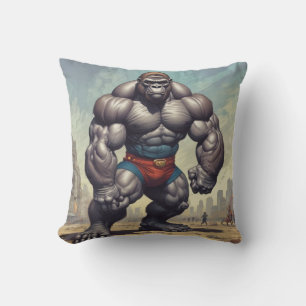 Gorilla Bodybuilder Pop Art Cartoon Tekenen Kussen