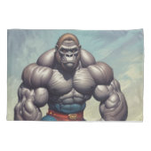 Gorilla Bodybuilder Pop Art Cartoon Tekenen Kussensloop (Achterkant)
