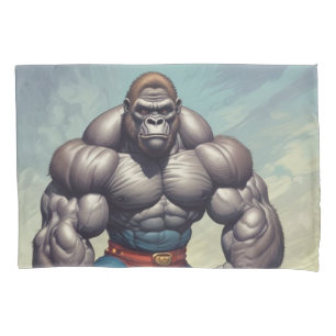 Gorilla Bodybuilder Pop Art Cartoon Tekenen Kussensloop