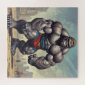Gorilla Bodybuilder Pop Art Cartoon Tekenen Legpuzzel (Horizontaal)