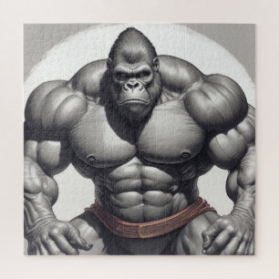 Gorilla Bodybuilder Pop Art Cartoon Tekenen Legpuzzel