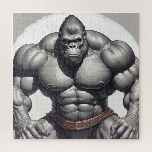 Gorilla Bodybuilder Pop Art Cartoon Tekenen Legpuzzel (Verticaal)