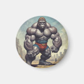 Gorilla Bodybuilder Pop Art Cartoon Tekenen Magneet (Voorkant)