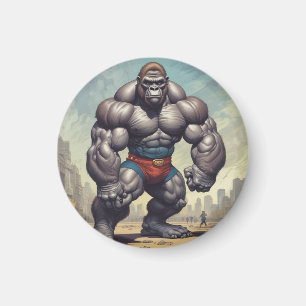 Gorilla Bodybuilder Pop Art Cartoon Tekenen Magneet