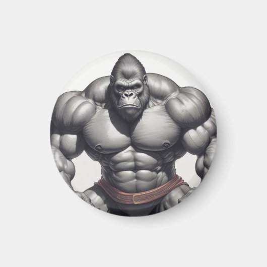 Gorilla Bodybuilder Pop Art Cartoon Tekenen Magneet (Voorkant)
