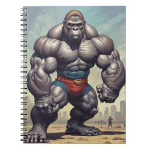 Gorilla Bodybuilder Pop Art Cartoon Tekenen Notitieboek