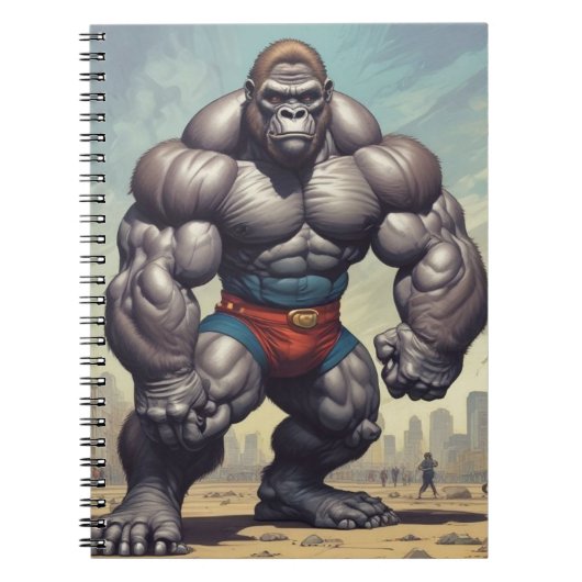 Gorilla Bodybuilder Pop Art Cartoon Tekenen Notitieboek (Voorkant)