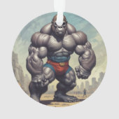 Gorilla Bodybuilder Pop Art Cartoon Tekenen Ornament (achterkant)