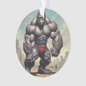 Gorilla Bodybuilder Pop Art Cartoon Tekenen Ornament (voorkant)