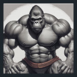 Gorilla Bodybuilder Pop Art Cartoon Tekenen Perfect Poster<br><div class="desc">Digital Computer Animal Art - College Pop Art - Wild Animal Computer Afbeeldingen</div>