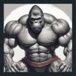 Gorilla Bodybuilder Pop Art Cartoon Tekenen Poster<br><div class="desc">Digital Computer Animal Art - College Pop Art - Wild Animal Computer Afbeeldingen</div>