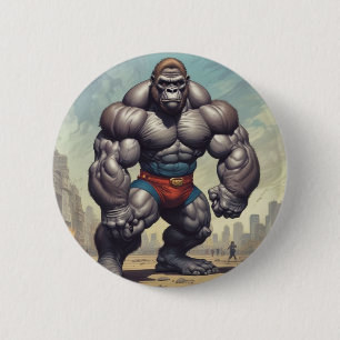Gorilla Bodybuilder Pop Art Cartoon Tekenen Ronde Button 5,7 Cm