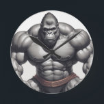 Gorilla Bodybuilder Pop Art Cartoon Tekenen Ronde Klok<br><div class="desc">Digital Computer Animal Art - College Pop Art - Wild Animal Computer Afbeeldingen</div>