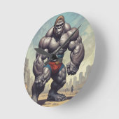 Gorilla Bodybuilder Pop Art Cartoon Tekenen Ronde Klok (Hoek)