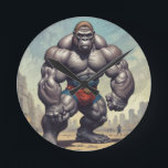 Gorilla Bodybuilder Pop Art Cartoon Tekenen Ronde Klok<br><div class="desc">Digital Computer Animal Art - College Pop Art - Wild Animal Computer Afbeeldingen</div>