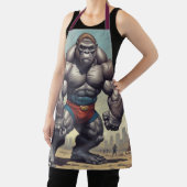 Gorilla Bodybuilder Pop Art Cartoon Tekenen Schort (Insitu)