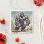 Gorilla Bodybuilder Pop Art Cartoon Tekenen Servet (Insitu)
