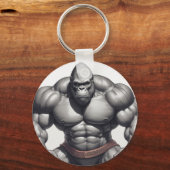 Gorilla Bodybuilder Pop Art Cartoon Tekenen Sleutelhanger (Voorkant)
