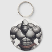 Gorilla Bodybuilder Pop Art Cartoon Tekenen Sleutelhanger (Achterkant)