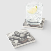 Gorilla Bodybuilder Pop Art Cartoon Tekenen Stenen Onderzetter (Zijkant)