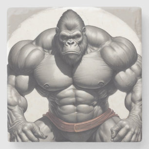Gorilla Bodybuilder Pop Art Cartoon Tekenen Stenen Onderzetter