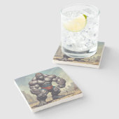 Gorilla Bodybuilder Pop Art Cartoon Tekenen Stenen Onderzetter (Zijkant)