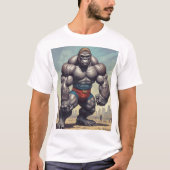 Gorilla Bodybuilder Pop Art Cartoon Tekenen T-shirt (Voorkant)