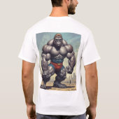 Gorilla Bodybuilder Pop Art Cartoon Tekenen T-shirt (Achterkant)