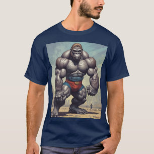 Gorilla Bodybuilder Pop Art Cartoon Tekenen T-shirt