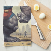 Gorilla Bodybuilder Pop Art Cartoon Tekenen Theedoek (Quarter Fold)