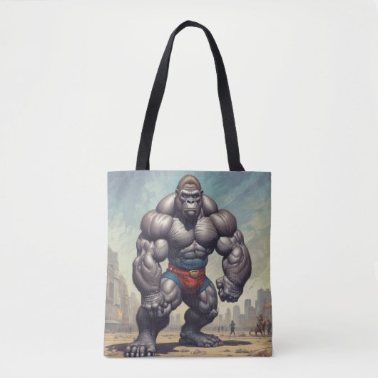 Gorilla Bodybuilder Pop Art Cartoon Tekenen Tote Bag (Voorkant)