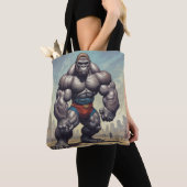 Gorilla Bodybuilder Pop Art Cartoon Tekenen Tote Bag (Dichtbij)