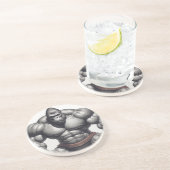 Gorilla Bodybuilder Pop Art Cartoon Tekenen Zandsteen Onderzetter (Zijkant)