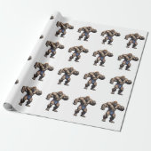 Gorilla Bodybuilder Pop Art Cartoon Tekening Cadeaupapier (Uitgerold)