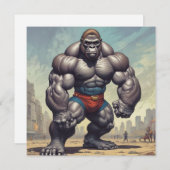 Gorilla Bodybuilder Pop Art Cartoon Tekening Kaart (Voorkant / Achterkant)