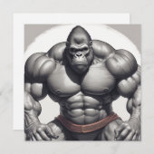 Gorilla Bodybuilder Pop Art Cartoon Tekening Kaart (Voorkant / Achterkant)