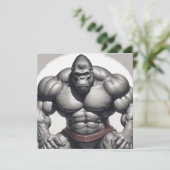 Gorilla Bodybuilder Pop Art Cartoon Tekening Kaart (Staand voorkant)